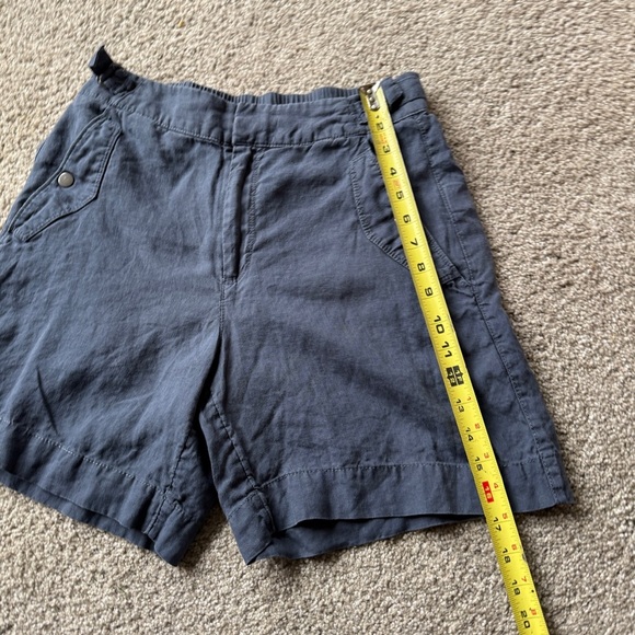 Athleta Voyager Linen Shorts Womens 10 Granite Blue Lightweight Adjustable Waist - Picture 4 of 9